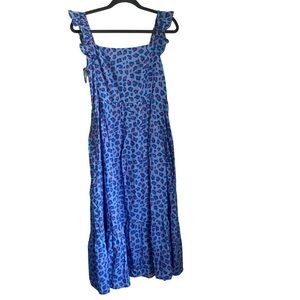 NEW MAHI GOLD Highland Wild Tide Periwinkle Midi Dress Women's Large
